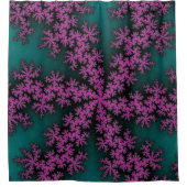 Blauwgroen en Paarse Snowflake Douchegordijn (Voorkant)