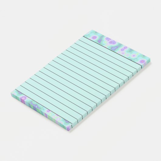 Blauwgroen en paarse steenverf post-it® notes (Schuin)