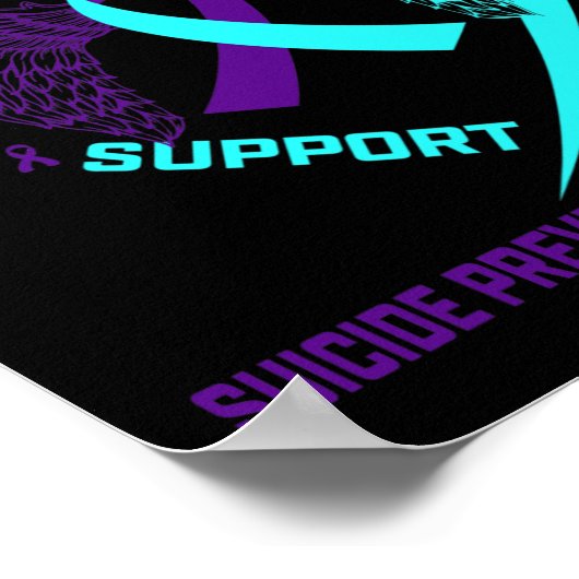 Blauwgroen en Paarse Suicide Prevention Awareness  Poster (Hoek)