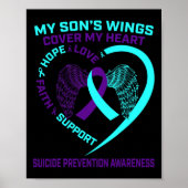 Blauwgroen en Paarse Suicide Prevention Awareness  Poster (Voorkant)