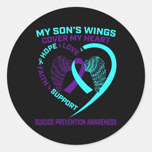 Blauwgroen en Paarse Suicide Prevention Awareness  Ronde Sticker (Voorkant)