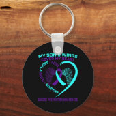 Blauwgroen en Paarse Suicide Prevention Awareness  Sleutelhanger (Achterkant)