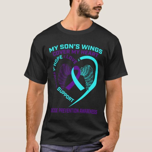 Blauwgroen en Paarse Suicide Prevention Awareness T-shirt (Voorkant)