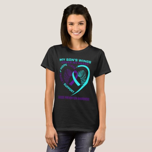Blauwgroen en Paarse Suicide Prevention Awareness  T-shirt (Voorkant volledig)