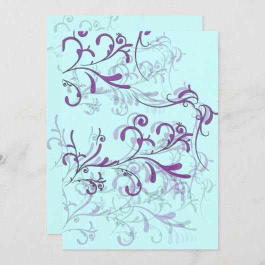 Blauwgroen en Paarse Swirl-uitnodigingen Kaart (Voorkant / Achterkant)