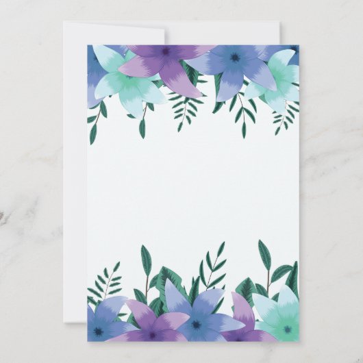 blauwgroen en paarse trouwuitnodigingen kaart (Achterkant)