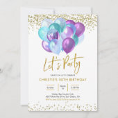 Blauwgroen en Paarse uitnodigingen tot het indiene (Voorkant)