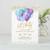 Blauwgroen en Paarse uitnodigingen tot het indiene (Staand voorkant)