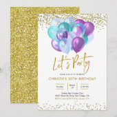 Blauwgroen en Paarse uitnodigingen tot het indiene (Voorkant / Achterkant)