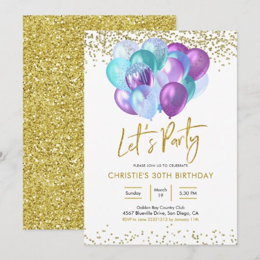 Blauwgroen en Paarse uitnodigingen tot het indiene (Voorkant / Achterkant)