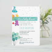 Blauwgroen en Paarse uitnodigingen voor mobiel Bab (Staand voorkant)