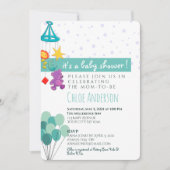 Blauwgroen en Paarse uitnodigingen voor mobiel Bab (Voorkant)