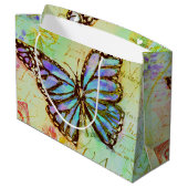 Blauwgroen en paarse vlinder groot cadeauzakje (Achterkant Gekanteld)