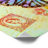 Blauwgroen en paarse vlinder poster (Hoek)