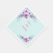 Blauwgroen en Paarse Waterverf Flowers 90th Servet (Hoek)