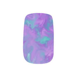 Blauwgroen en Paarse werveling Minx Nail Art