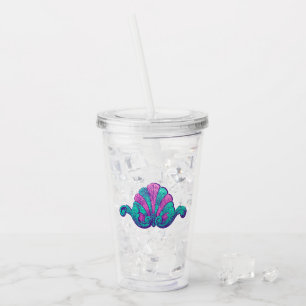 Blauwgroen en Paarse Zeemeermin Treasure Ornament Acryl Drinkbeker