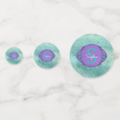 Blauwgroen en Paarse Zeemeermin Weegschalen Monogr Confetti (Achterkanten)