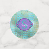 Blauwgroen en Paarse Zeemeermin Weegschalen Monogr Confetti (Kleine voorkant)