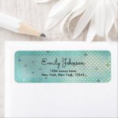 Blauwgroen en Paarse zeemeerminnen monogrammen Etiket (Insitu)