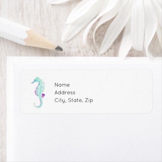 Blauwgroen en Paarse zeepaardjes Etiket (Insitu)