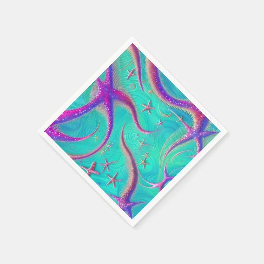 Blauwgroen en Paarse zeesterren strand Servet (Hoek)