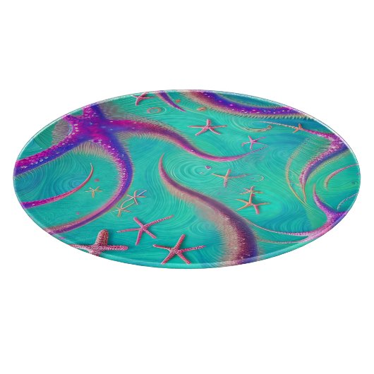 Blauwgroen en Paarse zeesterren strand Snijplank (Hoek)