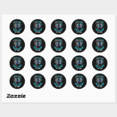 Blauwgroen en Paarse zelfmoordbewustzijn Ribbon Ma Ronde Sticker (Vel)