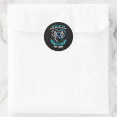 Blauwgroen en Paarse zelfmoordbewustzijn Ribbon Ma Ronde Sticker (Tas)