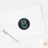Blauwgroen en Paarse zelfmoordbewustzijn Ribbon Ma Ronde Sticker (Envelop)
