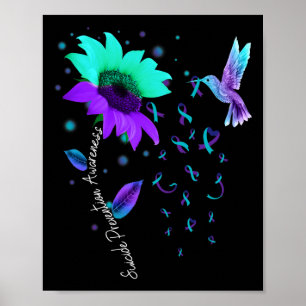 Blauwgroen en Paarse Zonnebloem Kolibrie Zelfmoord Poster