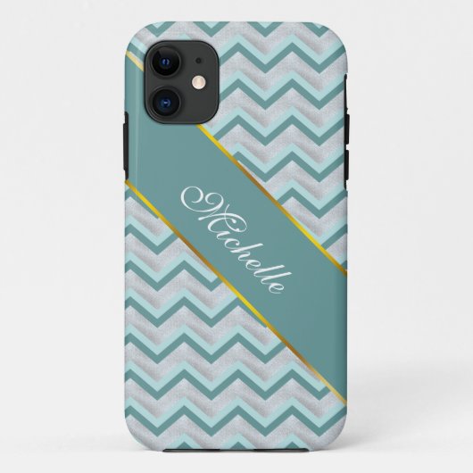 Blauwgroen en parels ZigZag Case-Mate iPhone Case (Achterkant)