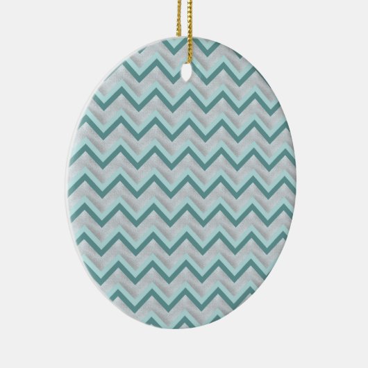 Blauwgroen en parels ZigZag Keramisch Ornament (Rechts)