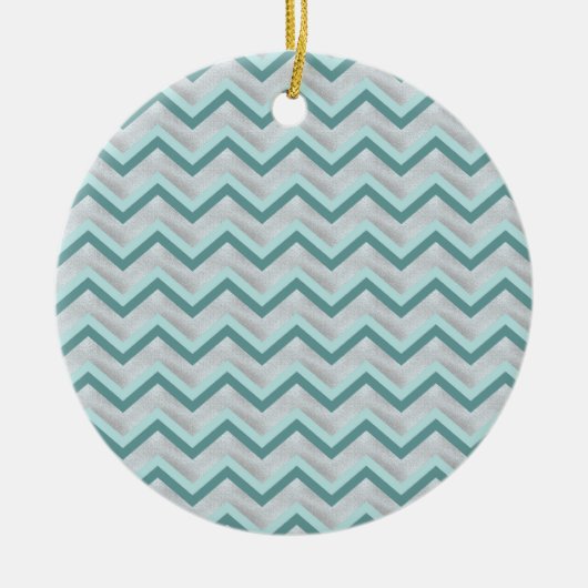 Blauwgroen en parels ZigZag Keramisch Ornament (Voorkant)