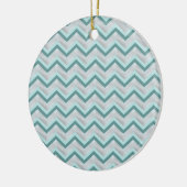 Blauwgroen en parels ZigZag Keramisch Ornament (Links)