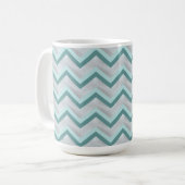 Blauwgroen en parels ZigZag Koffiemok (Voorkant links)