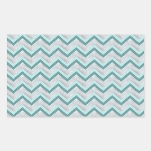 Blauwgroen en parels ZigZag Rechthoekige Sticker (Voorkant)