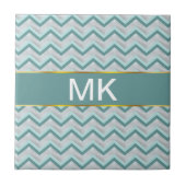 Blauwgroen en parels ZigZag Tegeltje (Voorkant)