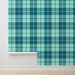 Blauwgroen en pastel Blauwgroen Tartan Plaid Behang
