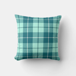 Blauwgroen en pastel Blauwgroen Tartan Plaid Kussen