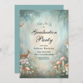 Blauwgroen en Peach Enchanted Forest Graduation Pa Kaart (Voorkant / Achterkant)