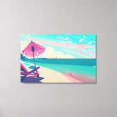 Blauwgroen en perzik zandstrand canvas afdruk (Voorkant)