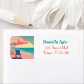 Blauwgroen en perzikstrand | tropisch etiket (Insitu)