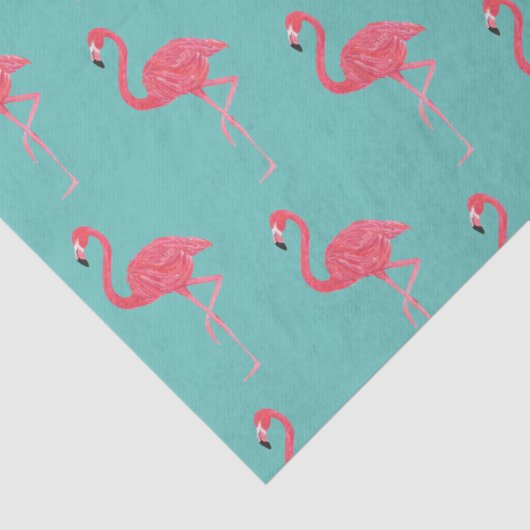 Blauwgroen en PInk Flamingo Wrapping Gift Tissuepapier (Detail)