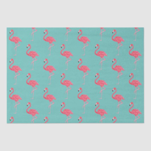 Blauwgroen en PInk Flamingo Wrapping Gift Tissuepapier (Voorkant)