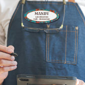 Blauwgroen en Red Floral Local Cafe Restaurant Naambadge