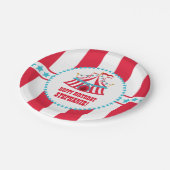 Blauwgroen en rode Circus Tent Birthday Borden Papieren Bordje (Gekanteld)