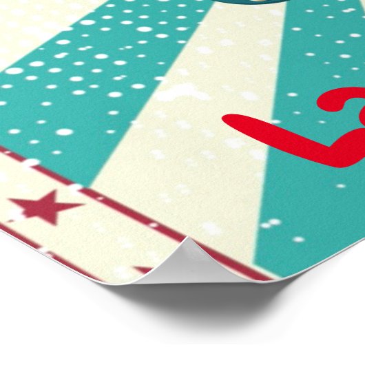 Blauwgroen en rode Circus Tent Birthday Party Poster (Hoek)