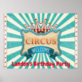 Blauwgroen en rode Circus Tent Birthday Party Poster (Voorkant)