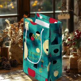 Blauwgroen en rode geometrische levendigheid Heden Klein Cadeauzakje